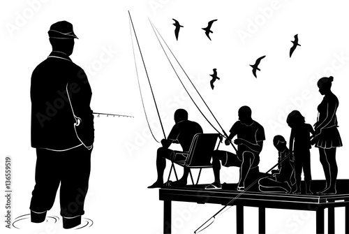 Fishing. people on fishing. Family on vacation