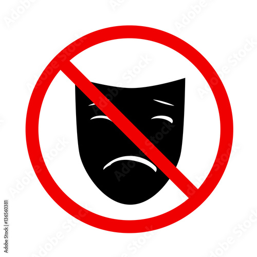 Prohibited public information icon with theatrical mask, , vector, illustration