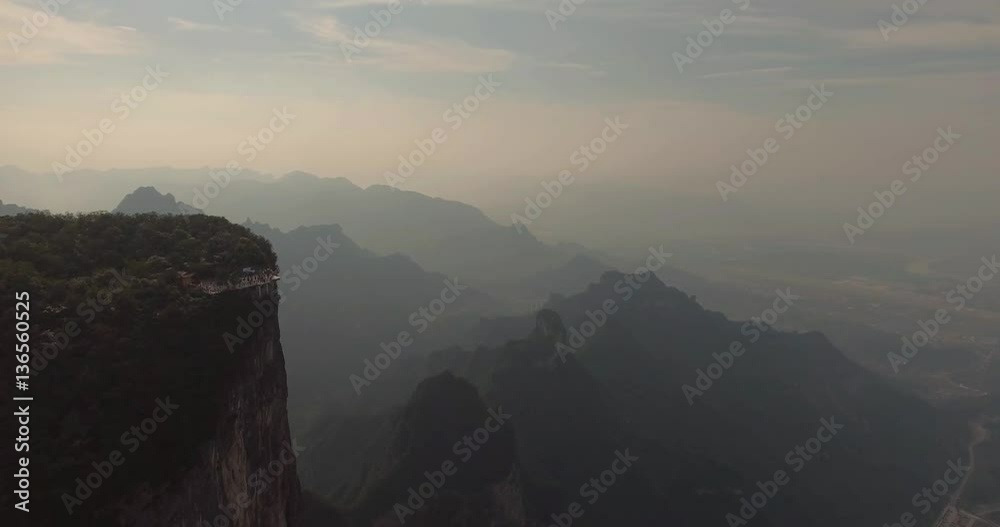 Aerial view of majestic peaks and Tianmen cave of Tianmen mountain national park, Hunan province, China Aerial view of majestic peaks and Tianmen cave of Tianmen mountain national park, Hunan province, China