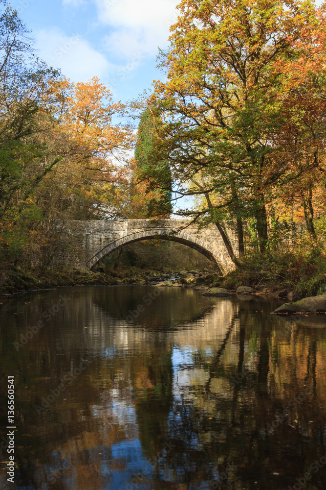 Mawddach River and Old Bridge  in Autumn Wales