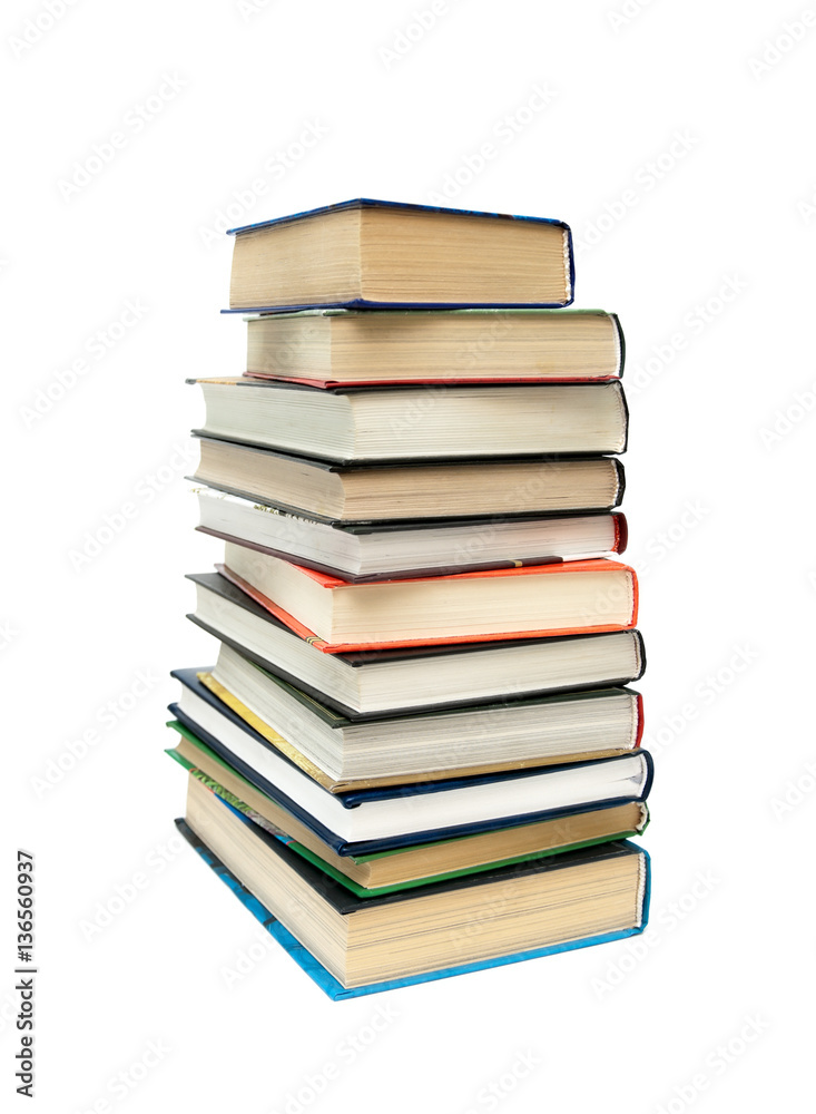 large stack of different books isolated on white background large stack of different books isolated on white background