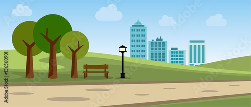 Public Park In The City Vector Illustration