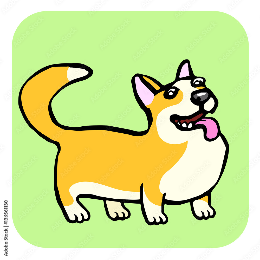 Corgi Dog Isolated Vector Illustration. Funny Cartoon Fur. Contour Freehand Digital Drawing Cute Character. Cheerful Pet for Web Icons and Shirt. Corgi Dog Isolated Vector Illustration. Funny Cartoon Fur. Contour Freehand Digital Drawing Cute Character. Cheerful Pet for Web Icons and Shirt.