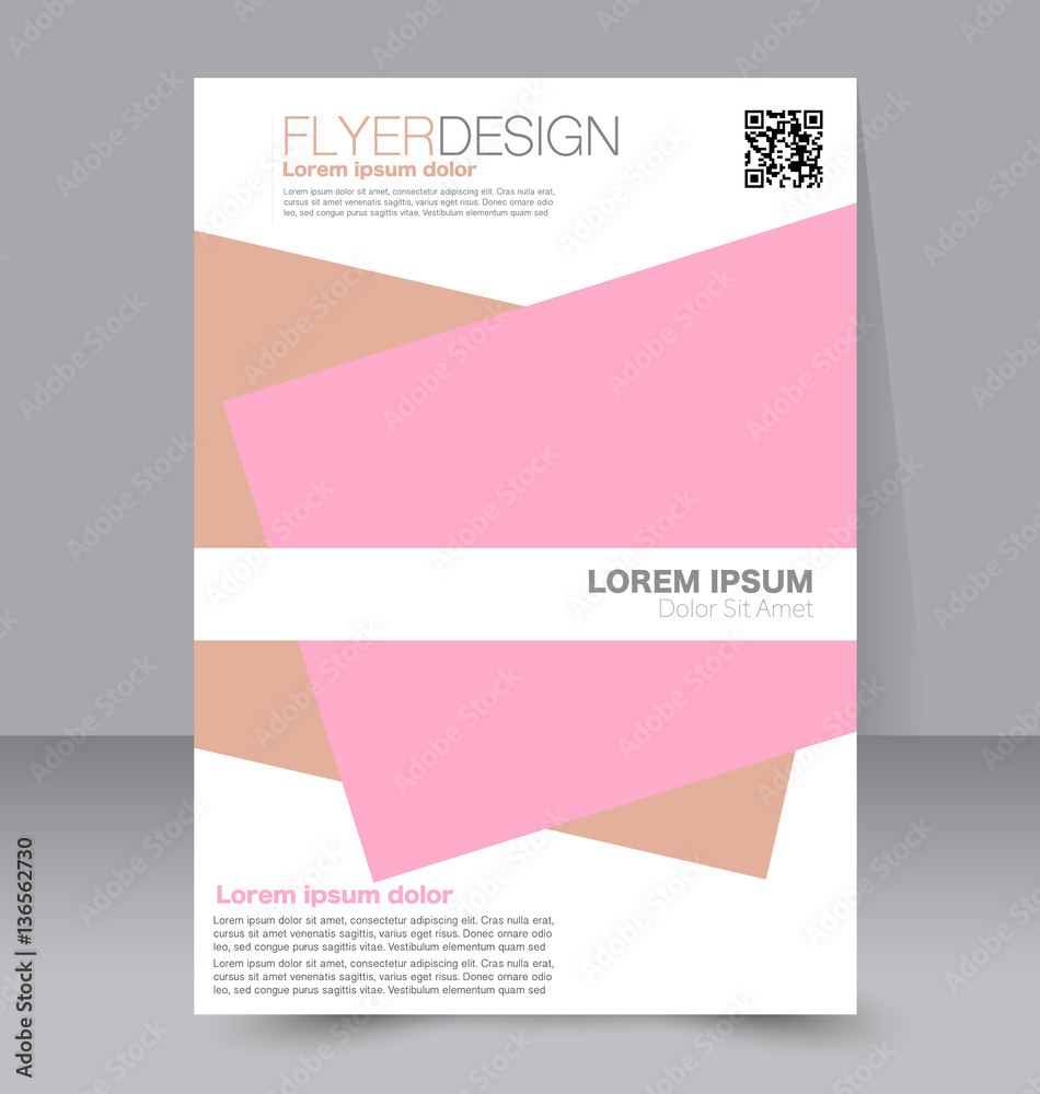Fototapeta premium Abstract flyer design background. Brochure template. To be used for magazine cover, business mockup, education, presentation, report. Pink and brown color.