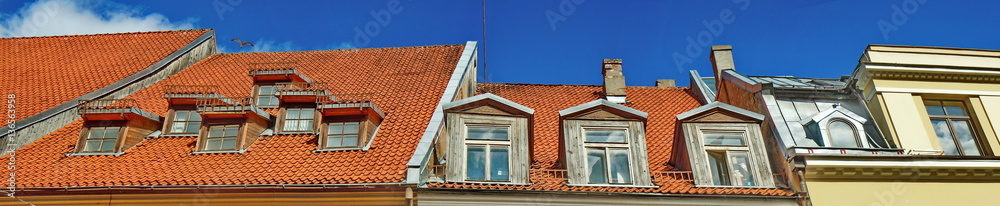 Red roofs with dormers Red roofs with dormers