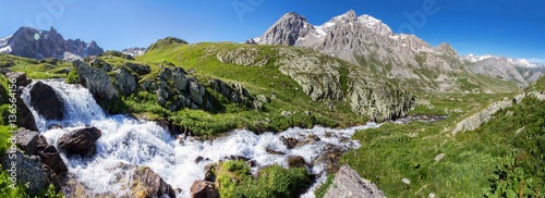 Waterfall in muntains europe Alps