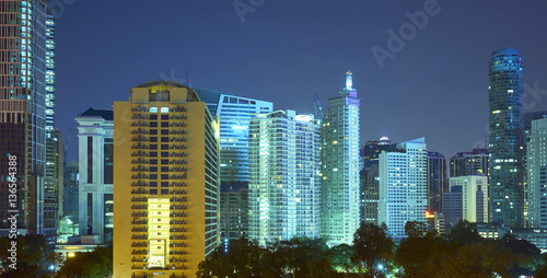 Beautiful night view of skyscraper in Kuala Lumpur, Malaysia . © jamesteohart