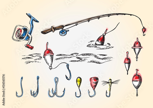 Fishing rod and equipment color set