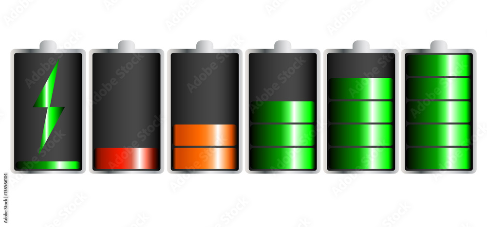 Discharged and fully charged battery smartphone - vector infographic. Isolated on white background Discharged and fully charged battery smartphone - vector infographic. Isolated on white background
