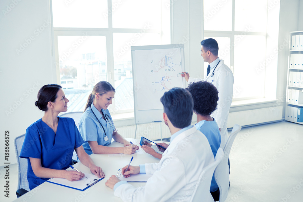group of doctors on presentation at hospital group of doctors on presentation at hospital