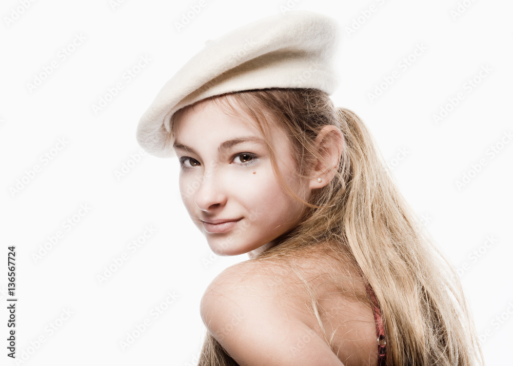 Portrait of a Girl with White Beret Portrait of a Girl with White Beret