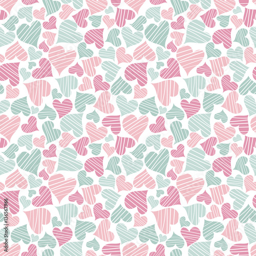 Wallpaper Mural Seamless background with hearts for Valentines and invitation cards. Geometric ornament. Use for wallpaper, printing on the packaging paper, textiles. Torontodigital.ca