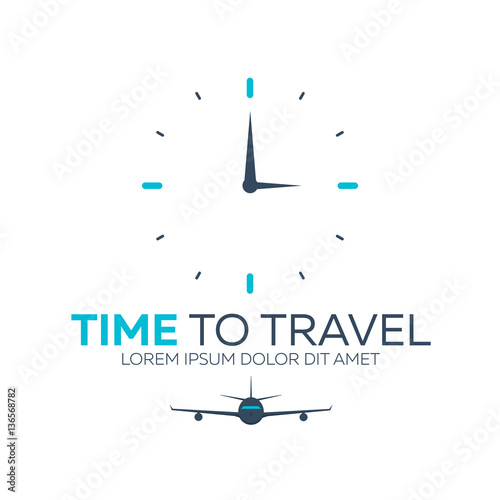Time to travel. Travel logo. Vector flat illustration.