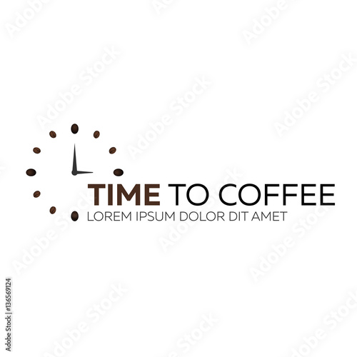 Time to coffee. Coffee watch. Vector flat illustration.