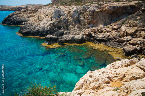 beautiful bay in light-blue Mediterranean of Cyprus