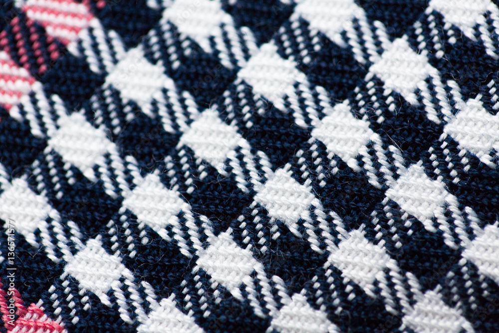 close up of checkered textile or fabric background