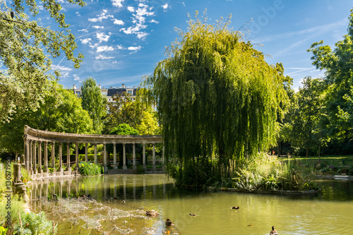 The classical colonnade in the Monceau garden in Paris