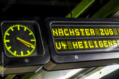 Photography Vienna, Karlsplatz underground station, Metro, clock, luminous s