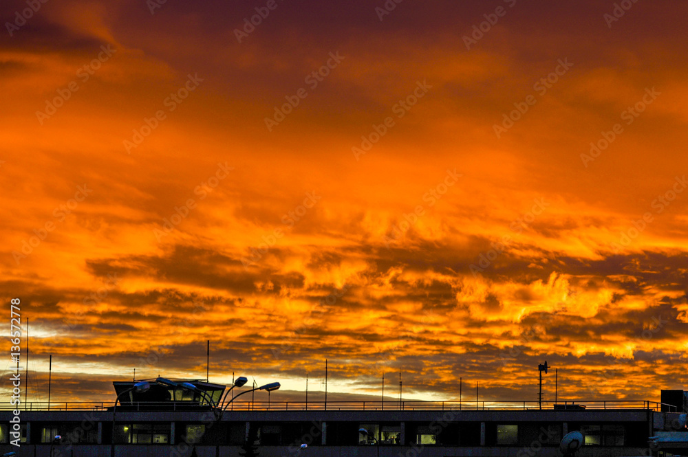 Red evening sky