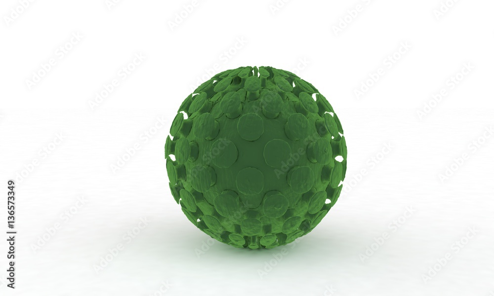 Virus model infinite white background front view 3d render Virus model infinite white background front view 3d render