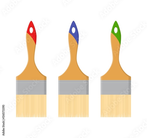Brushes tools isolated on white background in flat style. Vector illustration