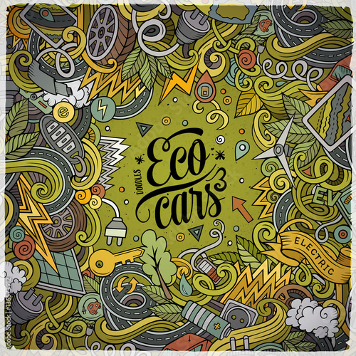 Cartoon doodles electric cars frame design