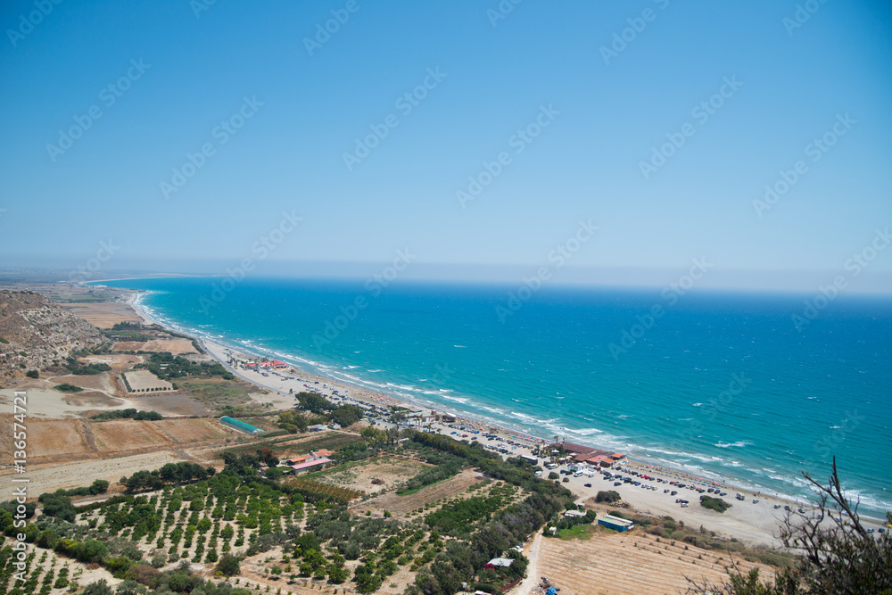 blue sea of Cyprus and beautiful long beach