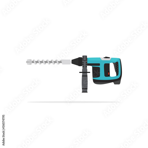 Vector illustration perforator or power hammer, isolated on a white background.