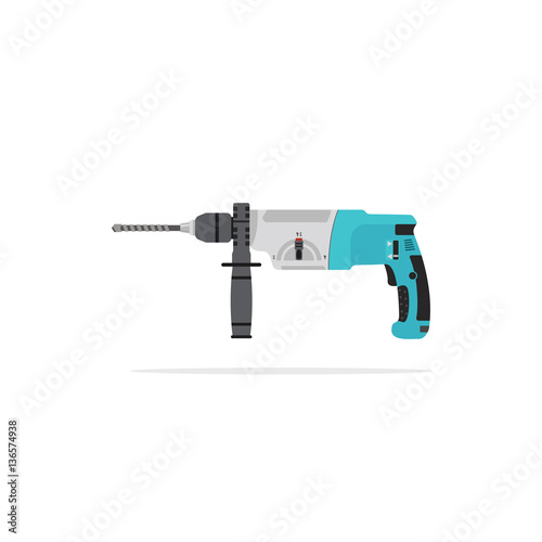 Vector illustration perforator or power hammer, isolated on a white background.