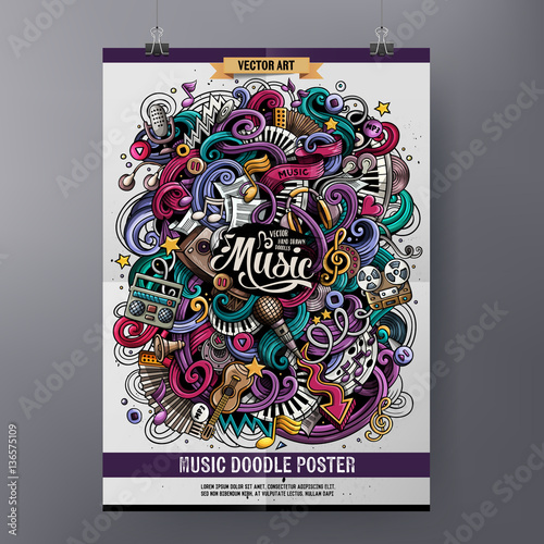 Cartoon hand-drawn doodles Musical poster