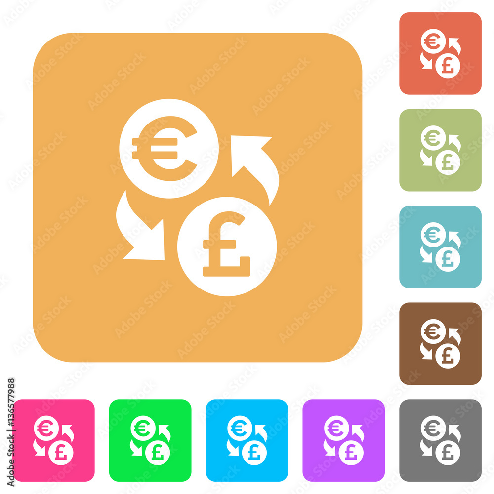 Euro Pound money exchange rounded square flat icons Euro Pound money exchange rounded square flat icons