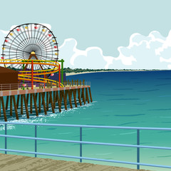 Fotobehang Pier Santa Monica pier in Californië  © Sveta_Aho