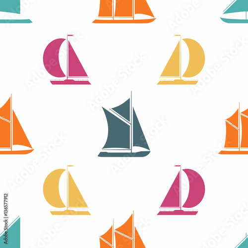 Retro boat seamless pattern.