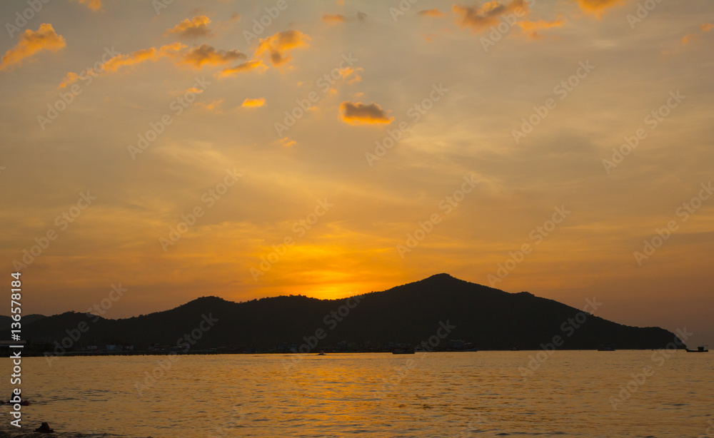 sunset on mountain and ocean sunset on mountain and ocean
