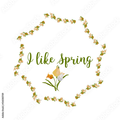 vector floral frame I like spring for cover, print