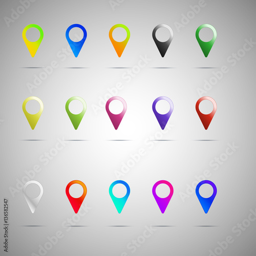 Colorful map pointer icon set. Large vector design elements collection