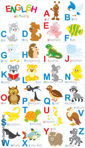 Fototapeta Naklejka Na Ścianę i Meble -  English alphabet with funny animals