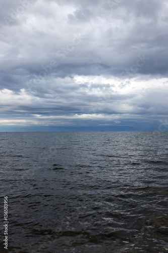 cloudy weather on the sea as background