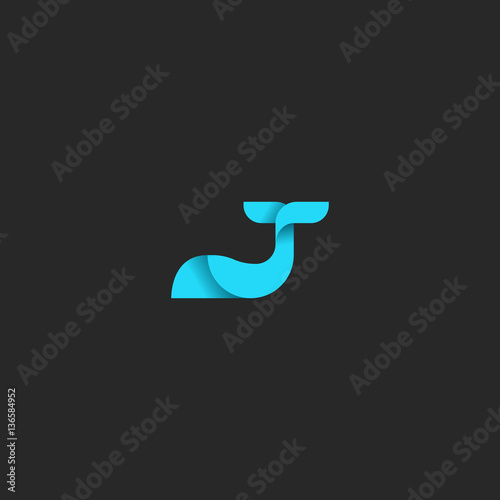 Whale logo blue gradient design element mockup, simple silhouette mammal sea animal icon idea