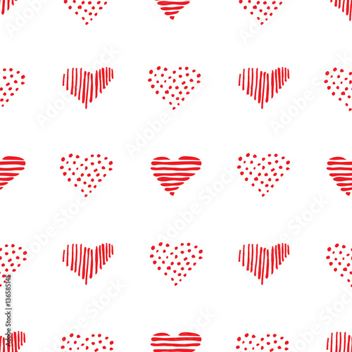 Love seamless pattern romantic doodle hearts
