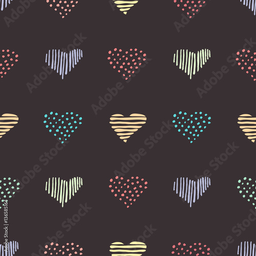 Love seamless pattern romantic doodle hearts