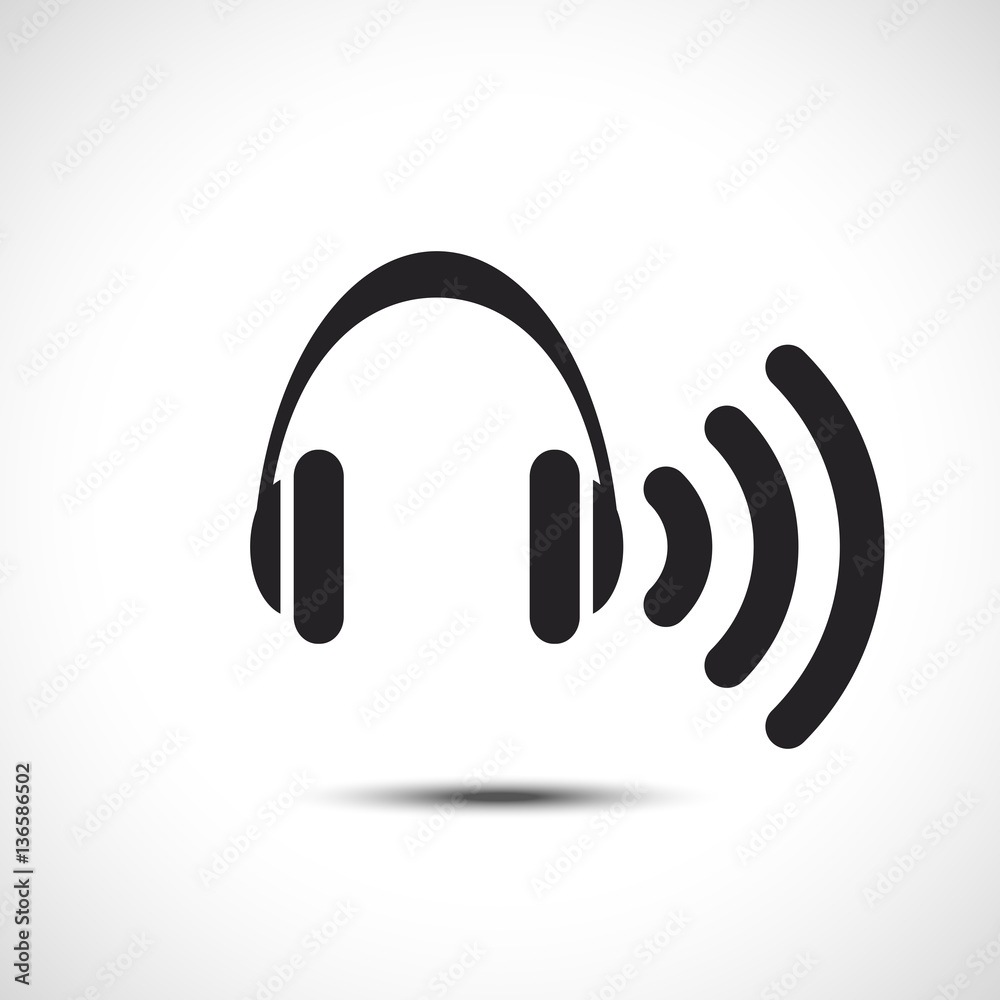 Headphones wireless Icon. Vector Illustration. Volume Sound Flat Icon Headphones wireless Icon. Vector Illustration. Volume Sound Flat Icon