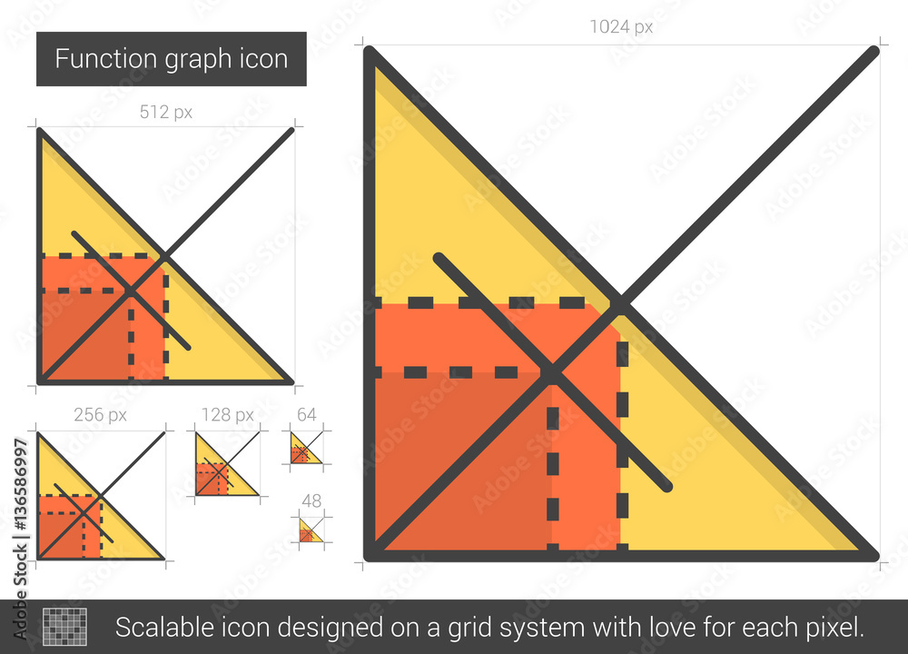 Function graph line icon. Function graph line icon.