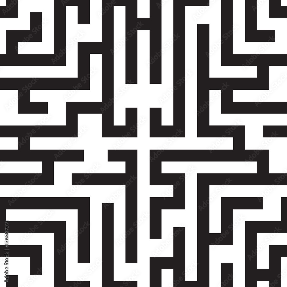 Labyrinth. Seamless pattern. Black maze on a white background. Vector. Labyrinth. Seamless pattern. Black maze on a white background. Vector.