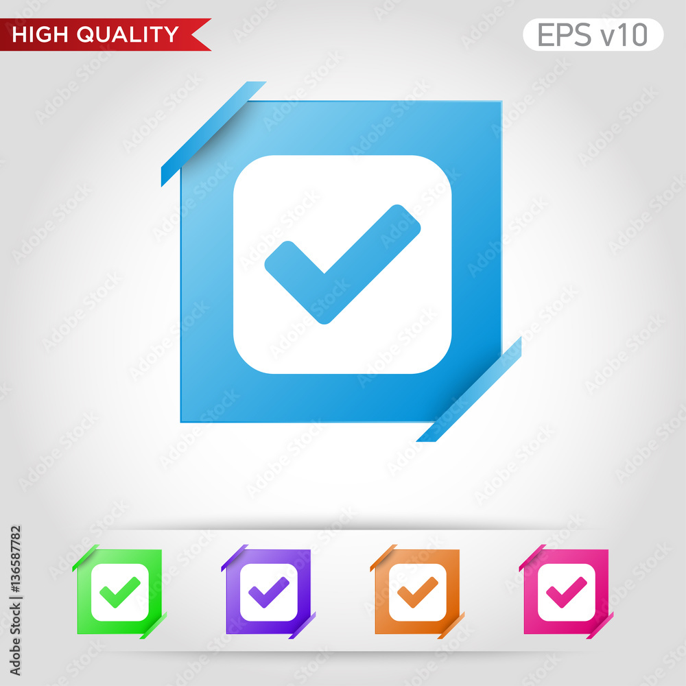 Check icon. Button with check icon. Modern UI vector. Check icon. Button with check icon. Modern UI vector.