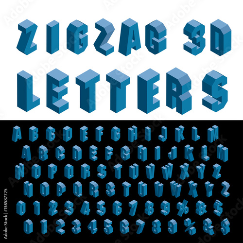 3D zig alphabet blue