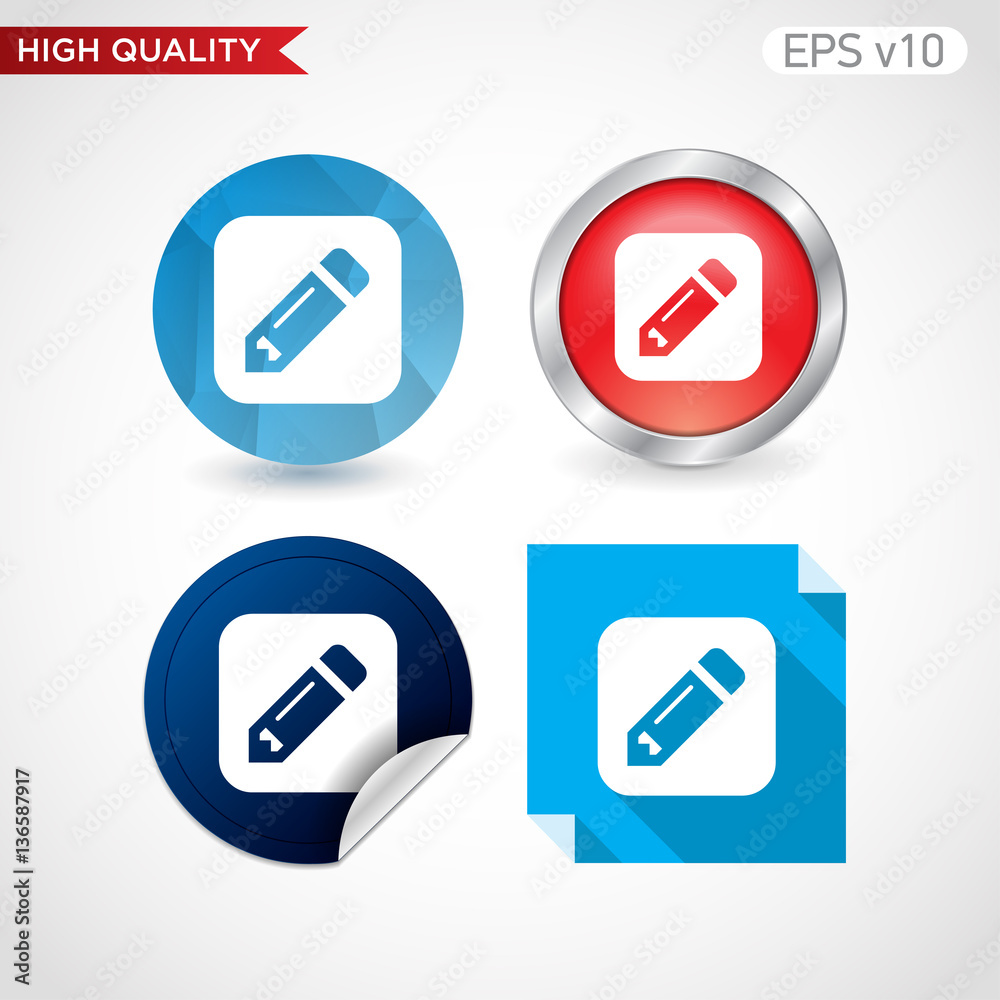 Pencil or edit icon. Button with pencil icon. Modern UI vector. Pencil or edit icon. Button with pencil icon. Modern UI vector.