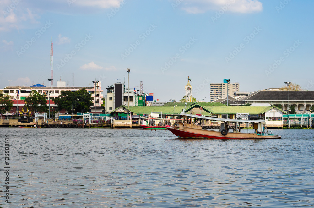 small ferry boat in Chao phraya River Thailand.
