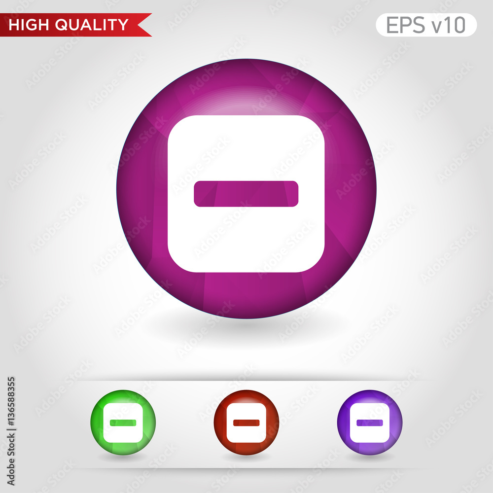 Minus icon. Button with minus icon. Modern UI vector. Minus icon. Button with minus icon. Modern UI vector.