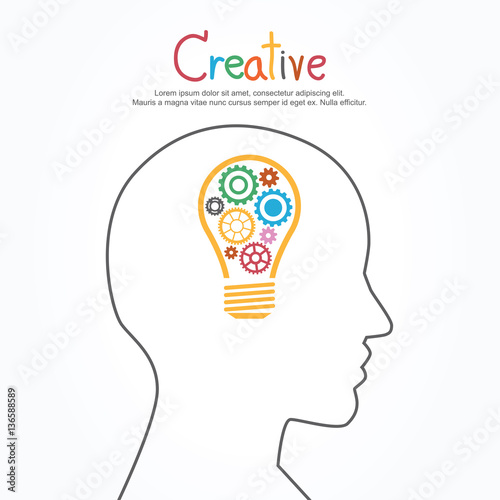 Creative light bulb and gear vector design banner template.